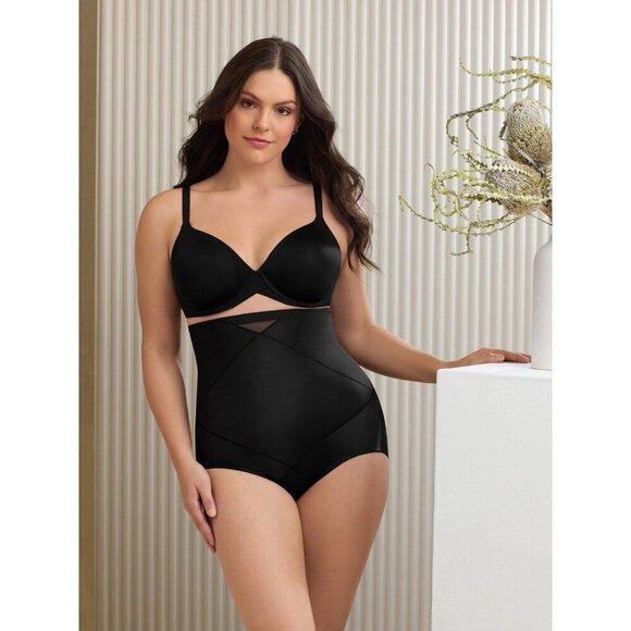 Miraclesuit Tummy Tuck High Waist Brief Large Black Compression Shapewear 2415 - Picture 4 of 8